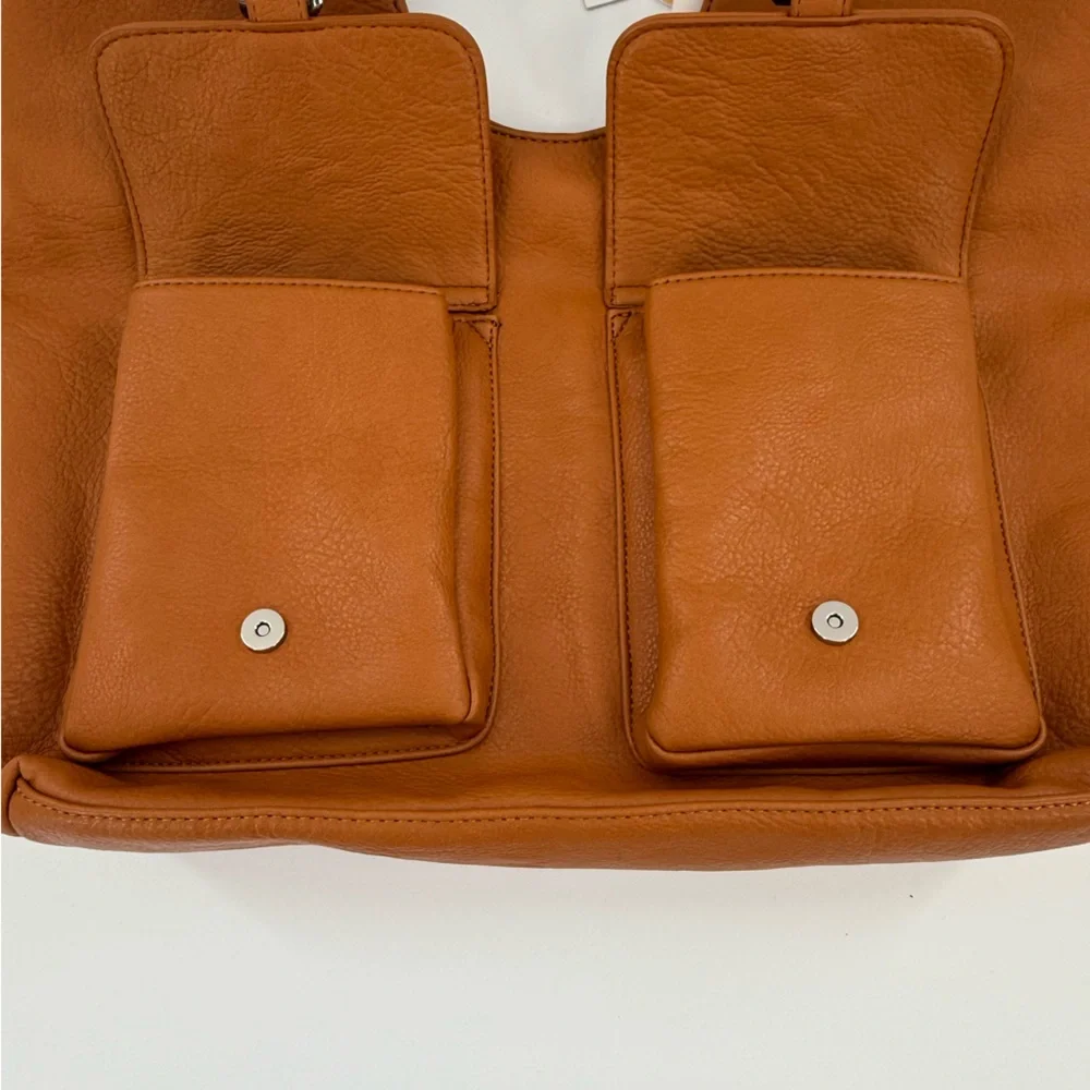 NWT Anthropologie Urban Originals Vegan Royal Buckle Slouchy Tote Golden Tan - Picture 4 of 10